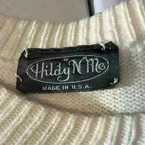 Vintage 90s Hildy N Me Womens Pullover Sweater Off White Abstract Long Sleeve XL - Picture 8 of 10